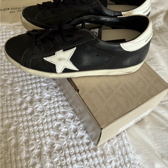 Golden Goose Black and White Superstar Sneakers - Picture 3 of 8